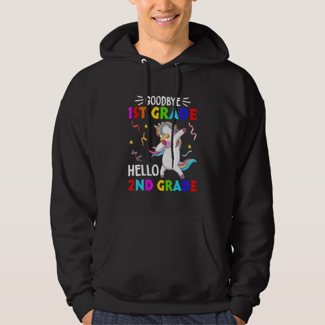 Unicorn Back To School Hello Second Grade Goodbye  Hoodie (Vorderseite)