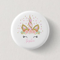 Unicorn Badge Unicorn Favor Party Pin Pink & Gold