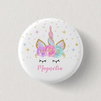 Unicorn Badge Unicorn Favor Party Pin Pink & Gold
