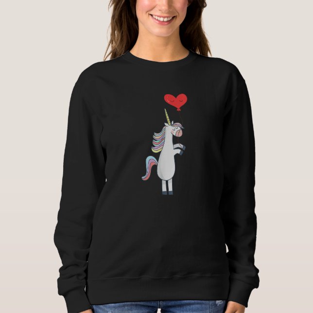Unicorn Balloon Love Heart Valentines Day S Sweatshirt (Vorderseite)