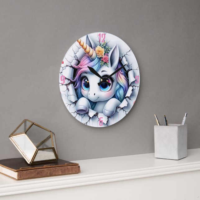 Unicorn Behalte oder erstellt Ihre eigene :-) groß Große Wanduhr (Büro)