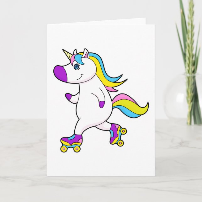 Unicorn bei Inline-Skaten mit Roller-Skaten Karte (Vorderseite)