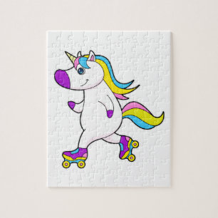 Unicorn bei Inline-Skaten mit Roller-Skaten Puzzle