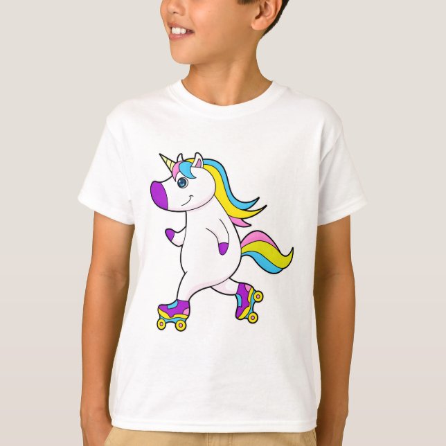 Unicorn bei Inline-Skaten mit Roller-Skaten T-Shirt (Vorderseite)