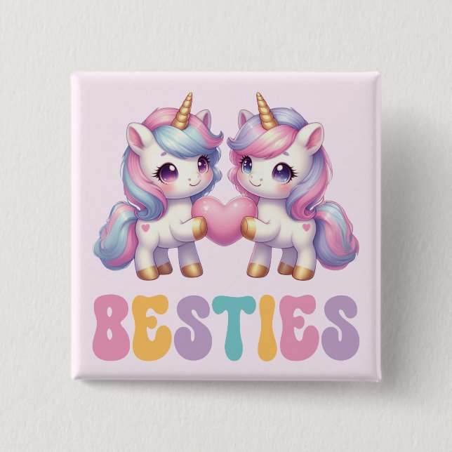 Unicorn Besties Beste Freunde für immer Button (Vorderseite)
