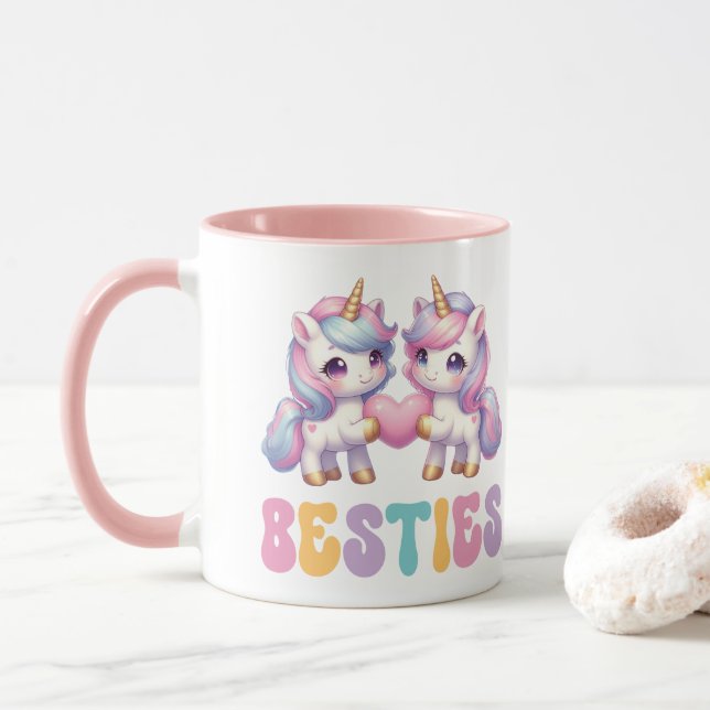 Unicorn Besties Beste Freunde für immer Tasse (Mit Donut)