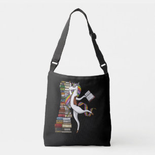 Unicorn-Bibliothekar-magischer Buch-LeseNerd Tragetaschen Mit Langen Trägern