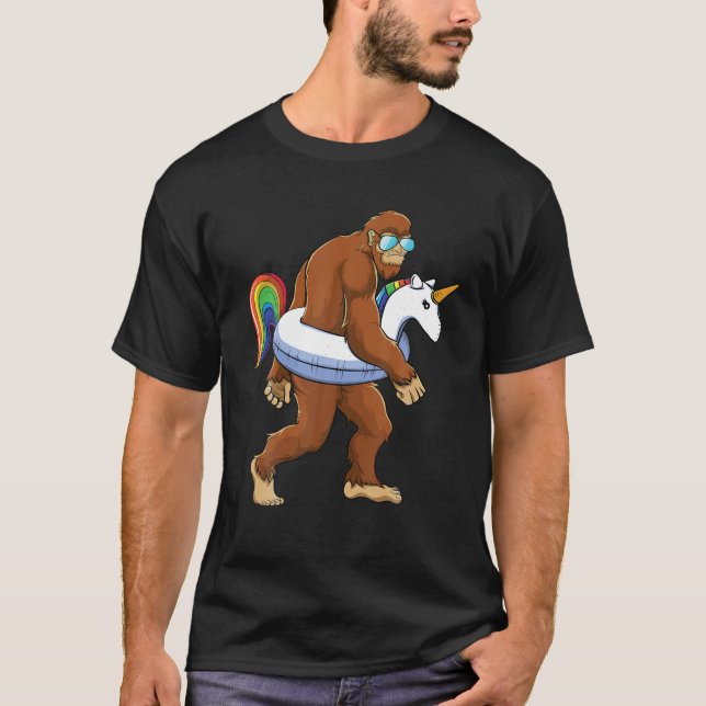 Unicorn Bigfoot Sasquatch Pool Party Boys Girls Fu T-Shirt (Vorderseite)