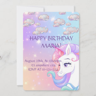 UNICORN BIRTHDAD INVITATION, DIGITAL DOWNLOAD SAVE THE DATE