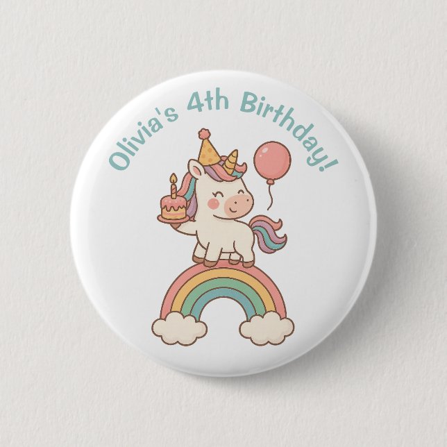 Unicorn Birthday Button (Vorderseite)