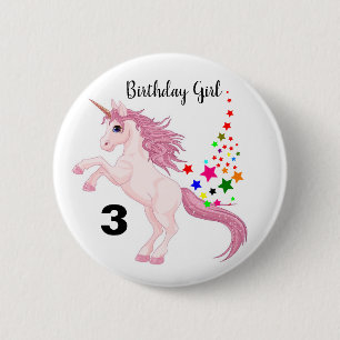 Unicorn Birthday Button Button Custom AGE NAME