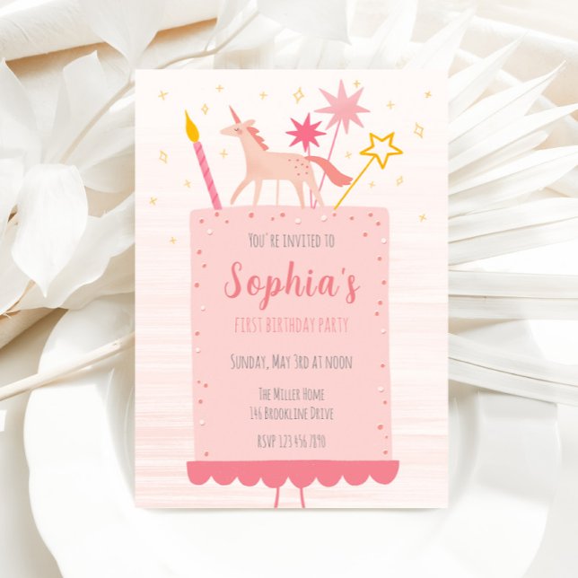 Unicorn Birthday Cake Einladung (Von Creator hochgeladen)