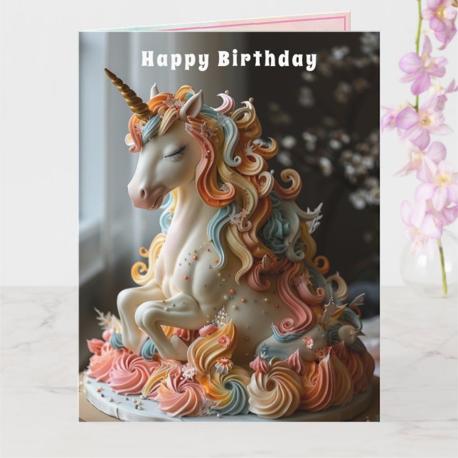 Unicorn Birthday Cake Gold Horn Karte (Orchidee)