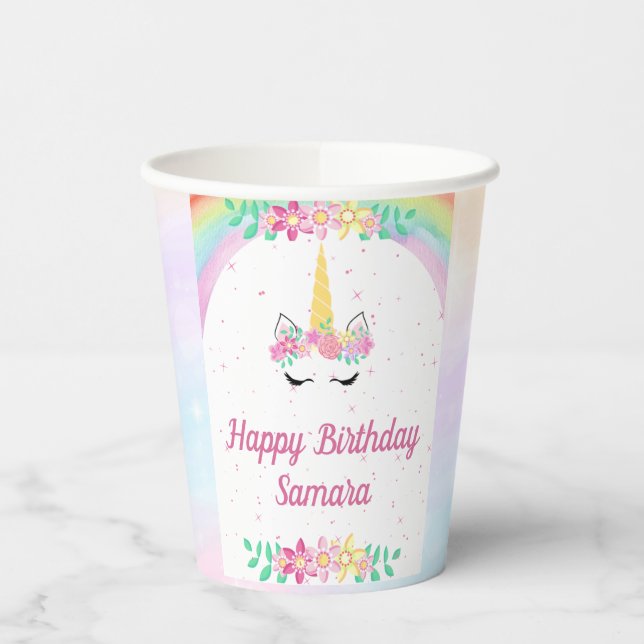 Unicorn Birthday Collection Cups Pappbecher (Links)