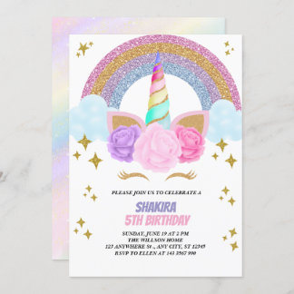 Unicorn Birthday Einladung
