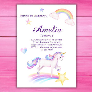 Unicorn Birthday Einladung Unicorn Geburtstagspart