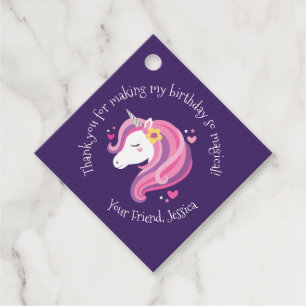 Unicorn Birthday Favor Tags Geschenkanhänger