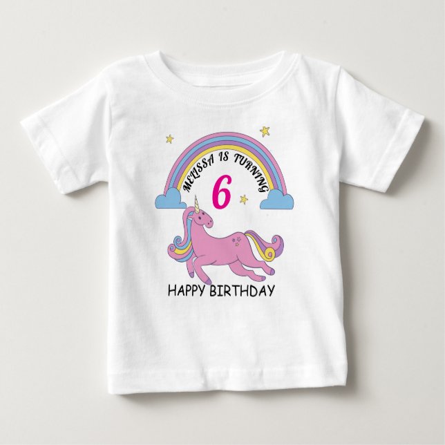 Unicorn Birthday Girl Custom Kleinkind T - Shirt (Vorderseite)