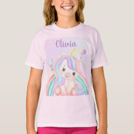 Unicorn Birthday Girl T - Shirt - Individuelle Nam