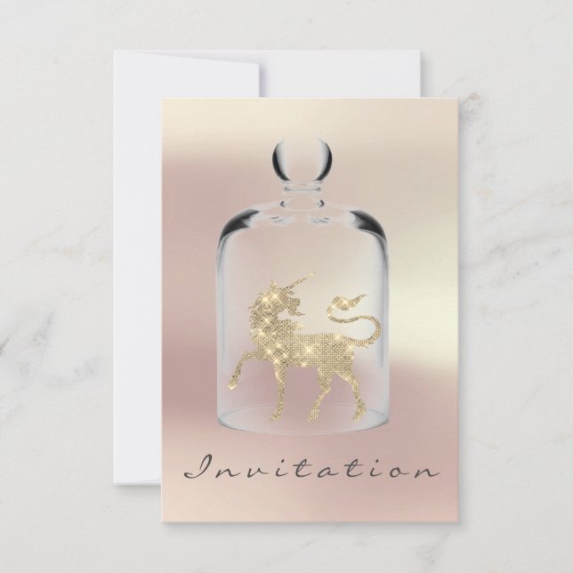 Unicorn Birthday Girls Night Out Party Rose Gold Einladung (Vorderseite)