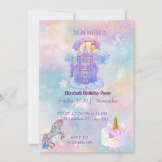 Unicorn birthday Invitation card Einladung