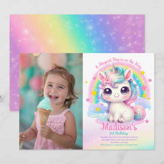 Unicorn Birthday Invitation Einladung