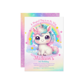 Unicorn Birthday Invitation Einladung