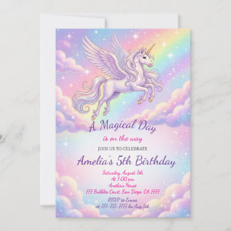 Unicorn Birthday Invitation Rainbow Unicorn Party Einladung