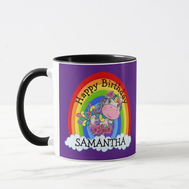 Unicorn BIRTHDAY Lila Tasse (Links)