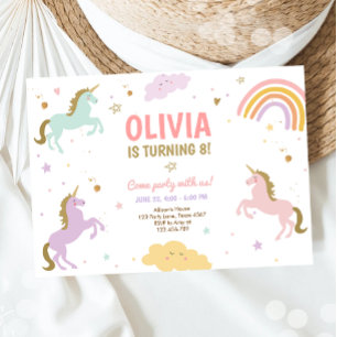 Unicorn Birthday Magical Rainbow Unicorn Party Einladung