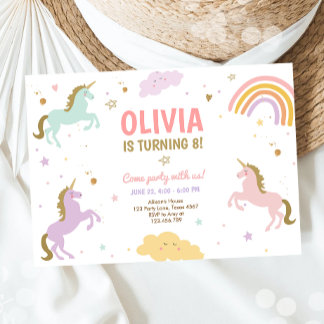 Unicorn Birthday Magical Rainbow Unicorn Party Einladung