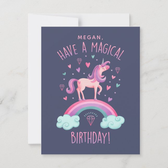 Unicorn Birthday Mitteilungskarte (Vorderseite)