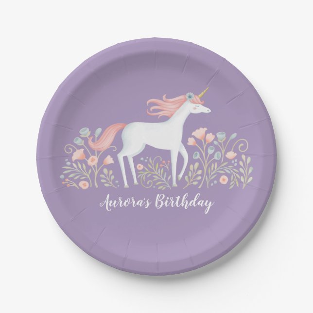 Unicorn Birthday Pappteller (Vorderseite)