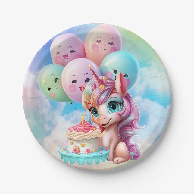 Unicorn Birthday Pappteller (Vorderseite)