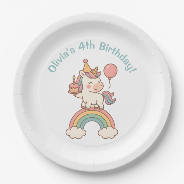Unicorn Birthday Pappteller (Vorderseite)