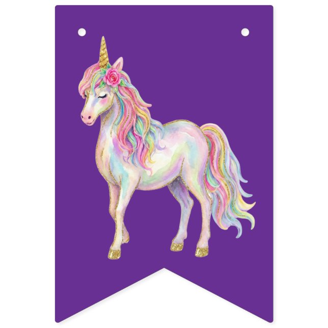 Unicorn Birthday Party Decorations Happy Birthday Wimpelkette (Erste Fahne)