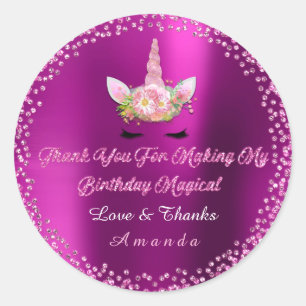 Unicorn Birthday Party Gefallen danken Steal Fuchs Runder Aufkleber