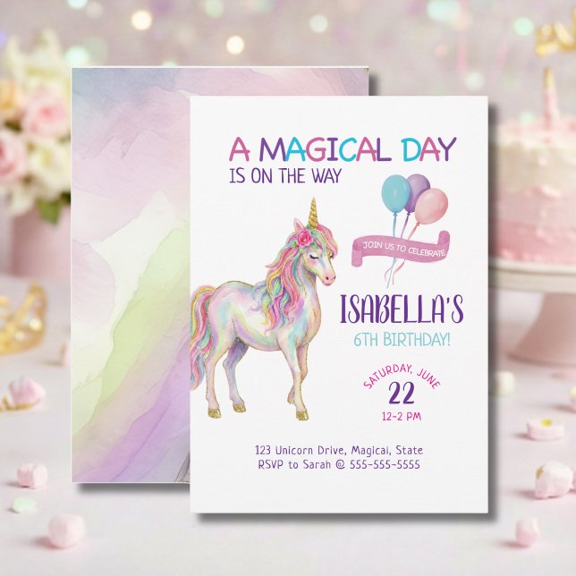 Unicorn Birthday Party Invitation Einladung (Von Creator hochgeladen)