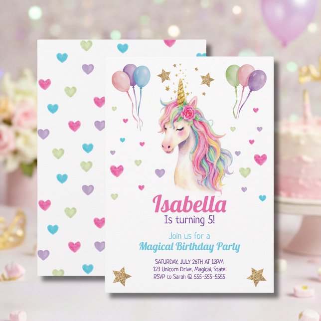 Unicorn Birthday Party Invitation Einladung (Von Creator hochgeladen)