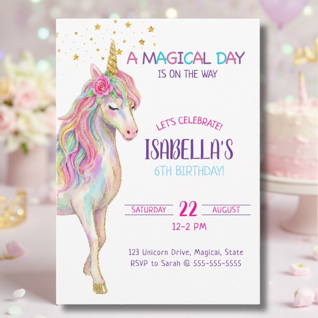 Unicorn Birthday Party Invitation Einladung (Von Creator hochgeladen)