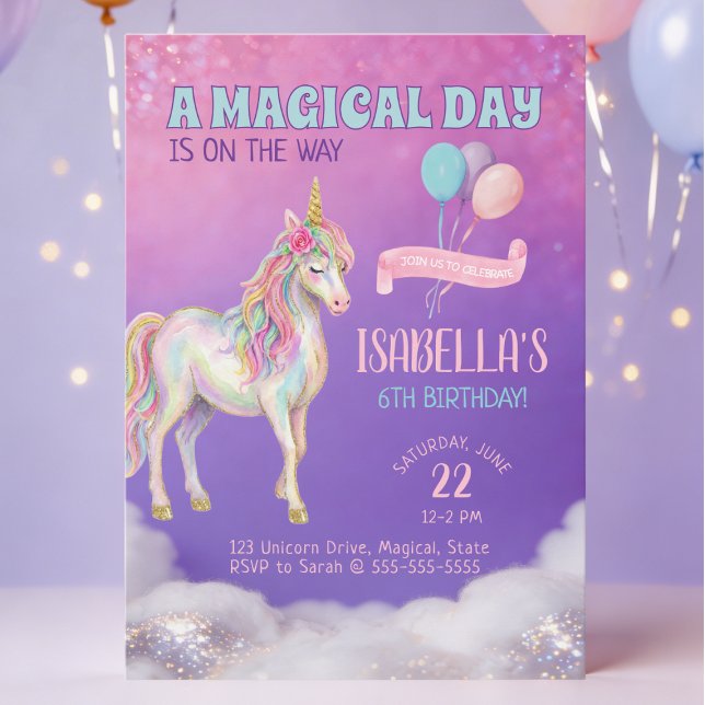 Unicorn Birthday Party Invitation Einladung (Von Creator hochgeladen)