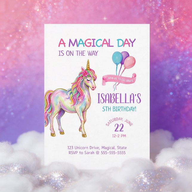 Unicorn Birthday Party Invitation Einladung (Von Creator hochgeladen)
