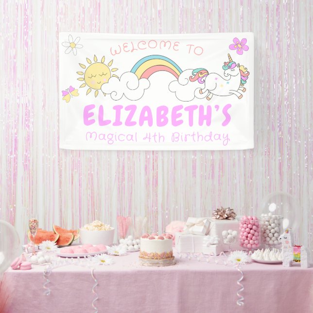 Unicorn Birthday Party Rainbow Banner (Party)