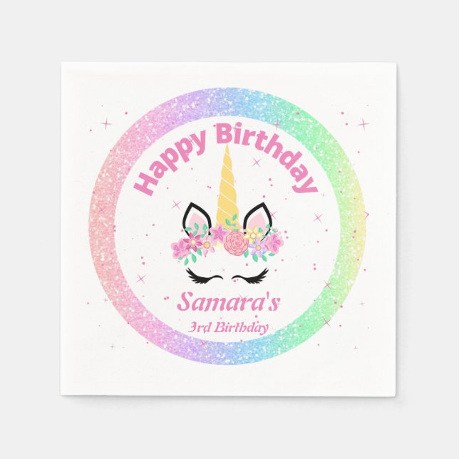 Unicorn Birthday Party Serviette (Vorderseite)