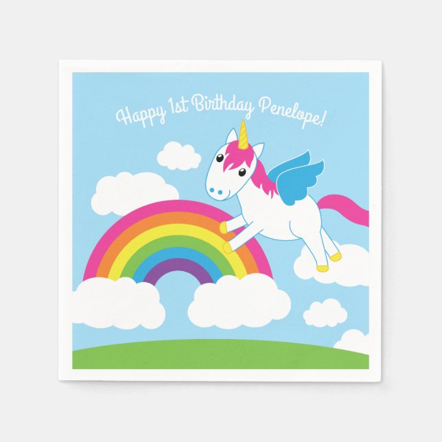 Unicorn Birthday Party Serviette (Vorderseite)