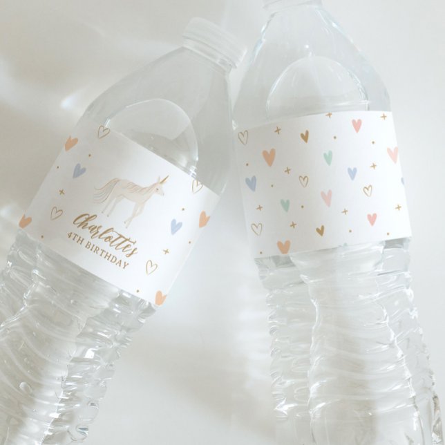 Unicorn Birthday Party Wasserflaschenetikett (Von Creator hochgeladen)