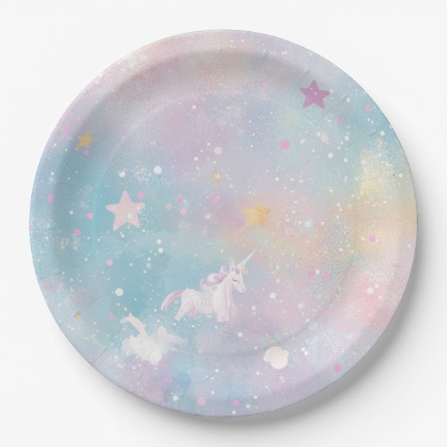 Unicorn birthday plate pappteller (Vorderseite)