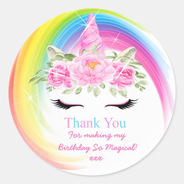 Unicorn Birthday Vielen Dank, Ihr Sticker (Vorderseite)