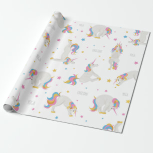 Unicorn Birthday Yoga niedliche lustige weiße whim Geschenkpapier