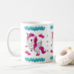 Unicorn Blue Hearts Tasse